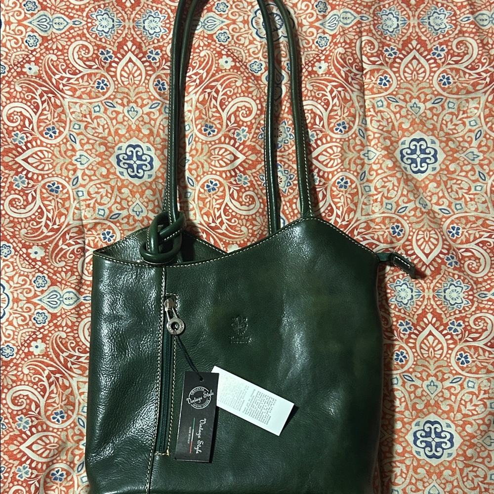 Green Italian Leather Bag